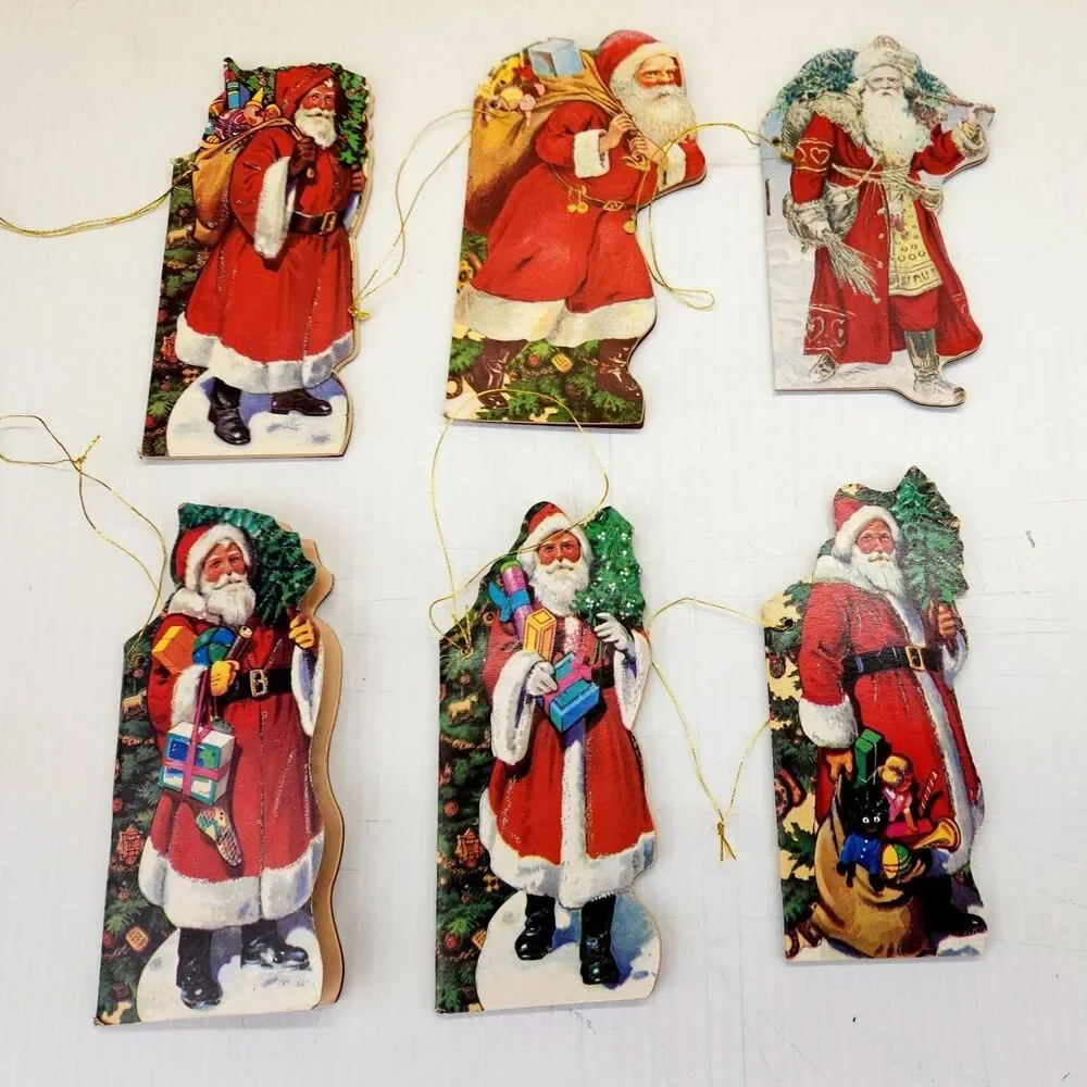 [lot 6] Vintage Santa Ornament Die Cut Cardboard Decoration Books Taiwan
